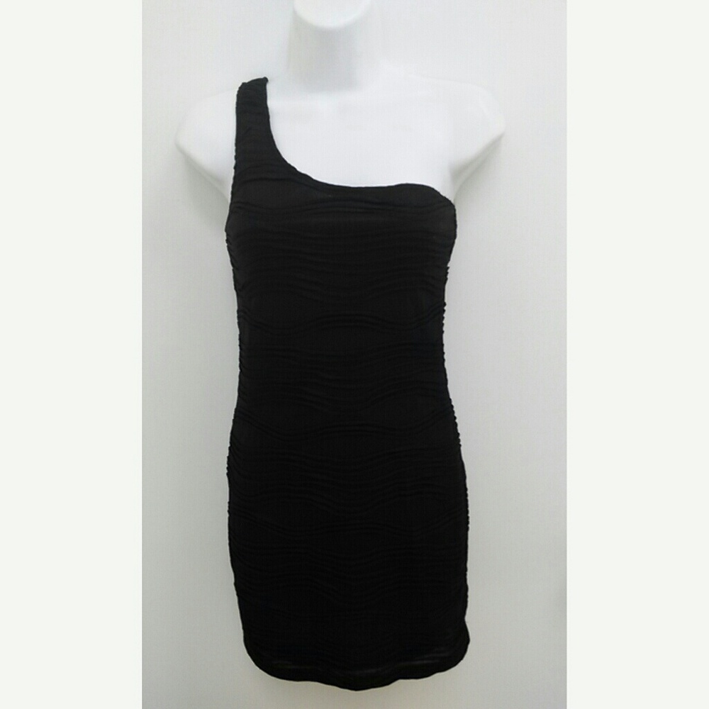 Junior Small Black Dress One Shoulder Bodycon